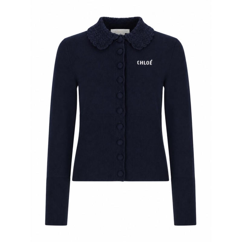 CARDIGAN ADERENTE IN MAGLIA CON LOGO