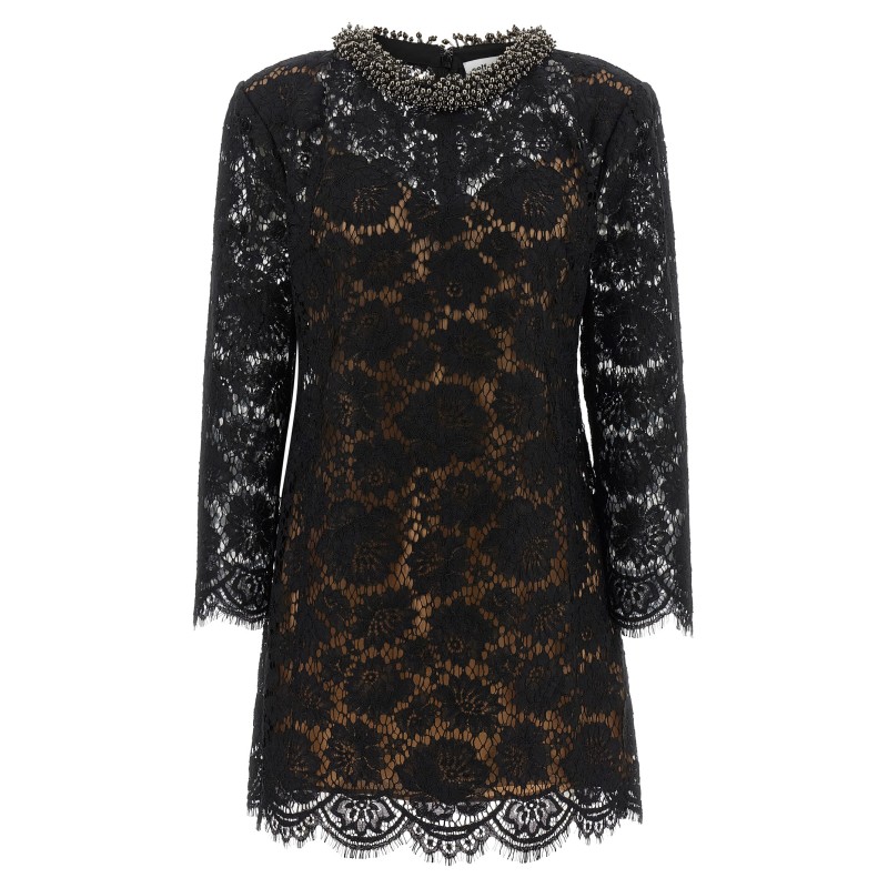 Lace dress with jewel collar
