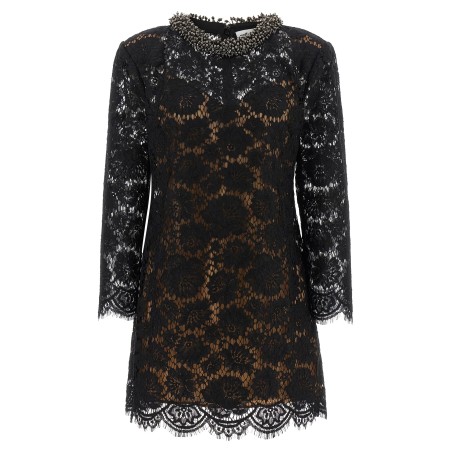 Lace dress with jewel collar