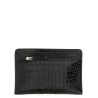 Croc print leather clutch bag