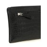Croc print leather clutch bag