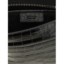 Croc print leather clutch bag