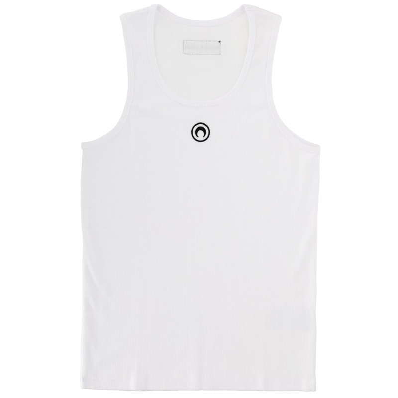 RIBBED TANK TOP WITH MOON LOGO