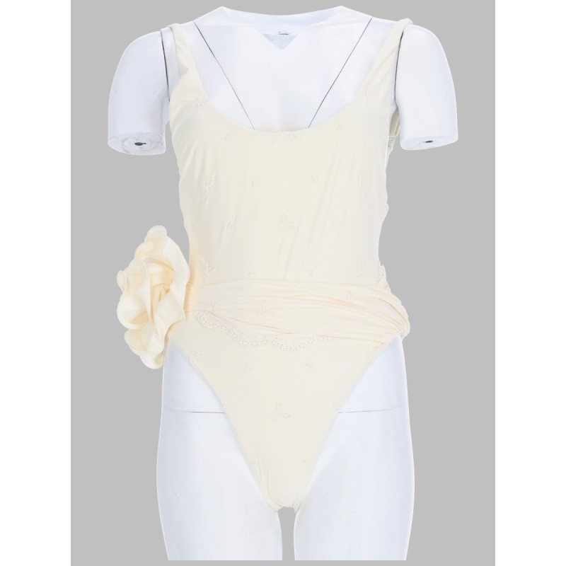 COSTUME DA BAGNO INTERO CON ROSE RICAMATE