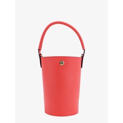 Leather bucket bag with engraved logo