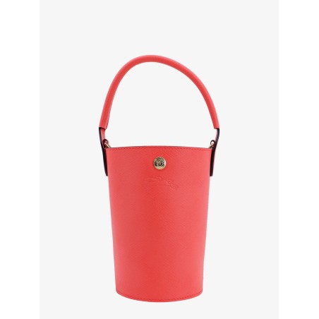 Leather bucket bag with engraved logo