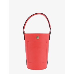 Leather bucket bag with engraved logo
