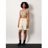 Stretch cotton shorts with maxi logo patch