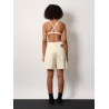 Stretch cotton shorts with maxi logo patch