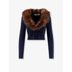 Cardigan with faux fur profile