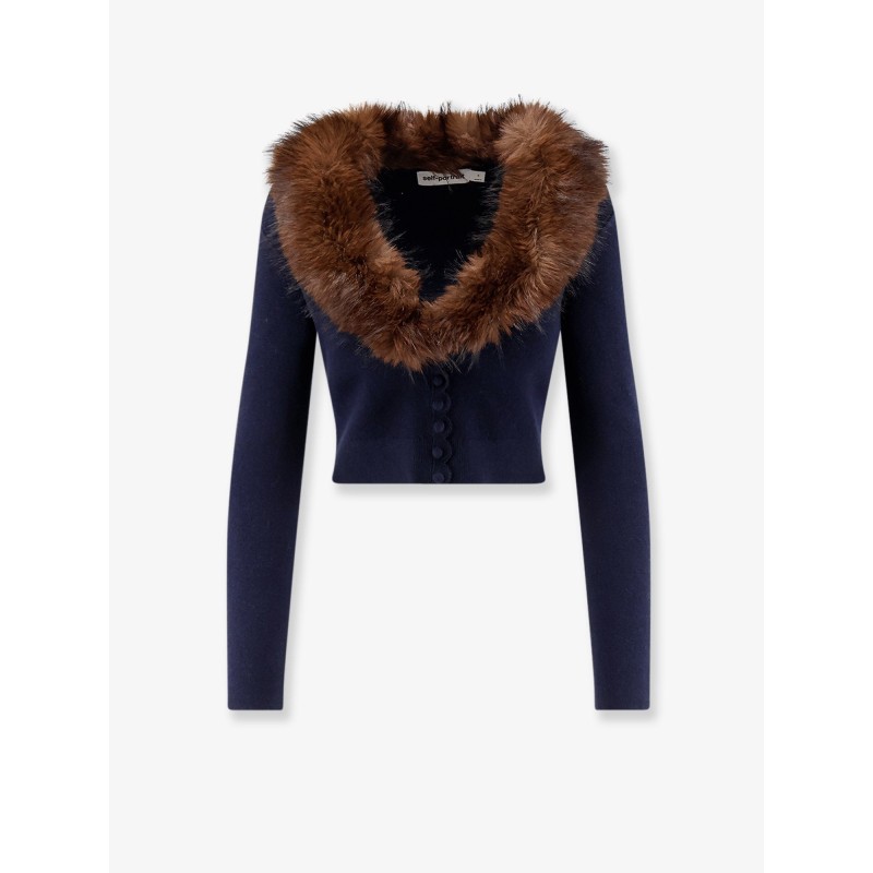 Cardigan with faux fur profile