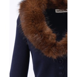 Cardigan with faux fur profile