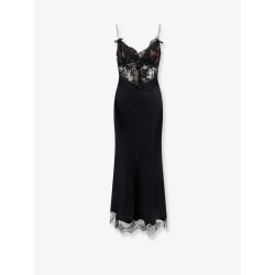 Satin dress with lace profiles