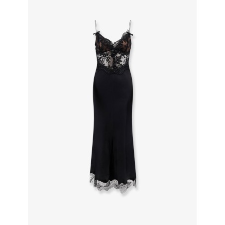 Satin dress with lace profiles