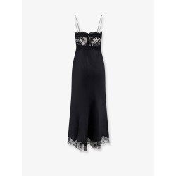 Satin dress with lace profiles