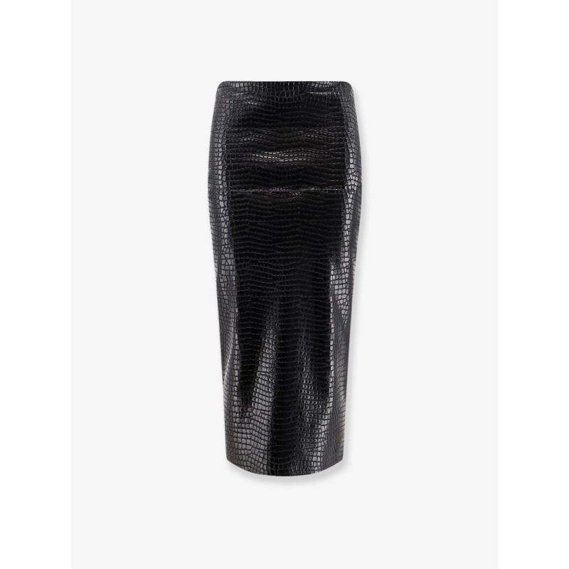 Faux leather skirt with embossed croco print