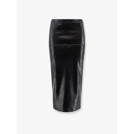 Faux leather skirt with embossed croco print