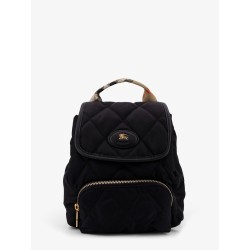 Mini nylon backpack with leather logo patch