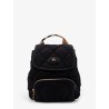 Mini nylon backpack with leather logo patch