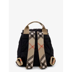 Mini nylon backpack with leather logo patch