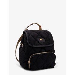 Mini nylon backpack with leather logo patch