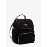 Mini nylon backpack with leather logo patch