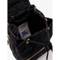 Mini nylon backpack with leather logo patch