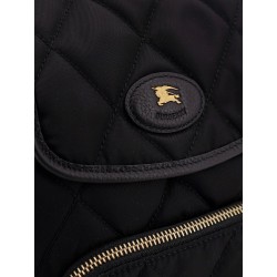 Mini nylon backpack with leather logo patch