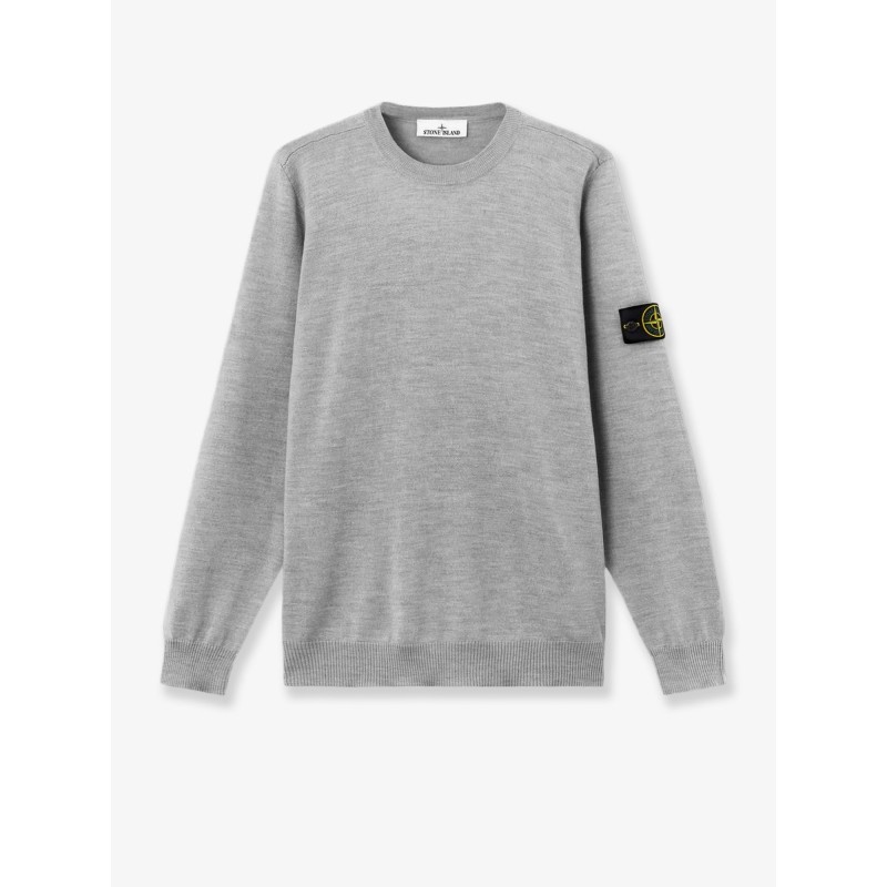 Wool sweater with side logo patch