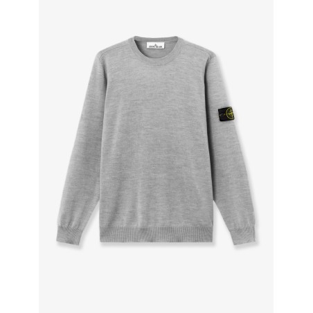 Wool sweater with side logo patch