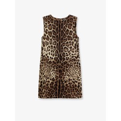 Stretch silk dress with Leopard print