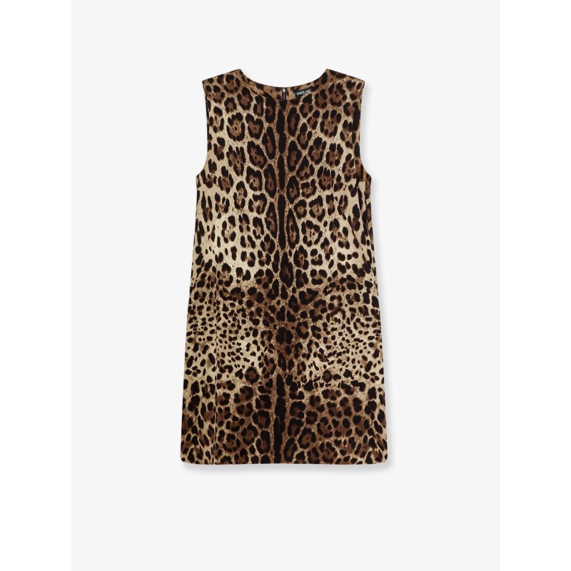 Stretch silk dress with Leopard print