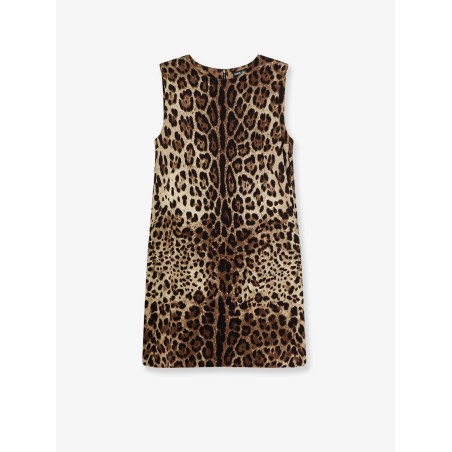 Stretch silk dress with Leopard print