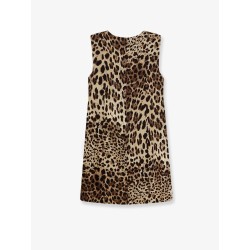 Stretch silk dress with Leopard print