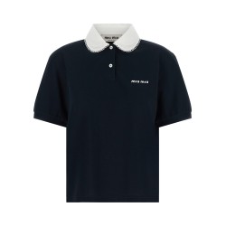 Scalloped collar polo shirt