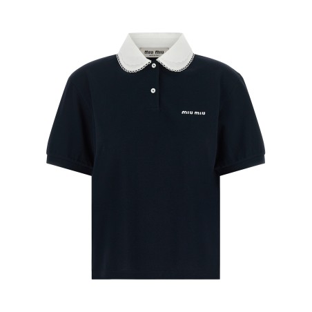 Scalloped collar polo shirt