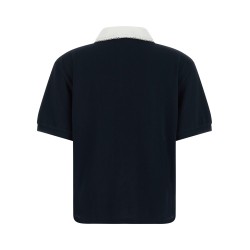 Scalloped collar polo shirt