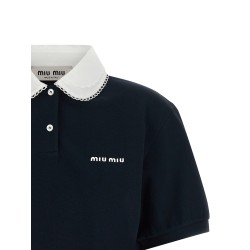 Scalloped collar polo shirt