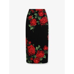 Stretch silk midi skirt