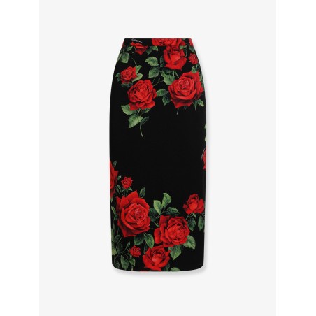 Stretch silk midi skirt
