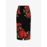 Stretch silk midi skirt