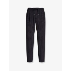 Pinstriped wool jogging trousers
