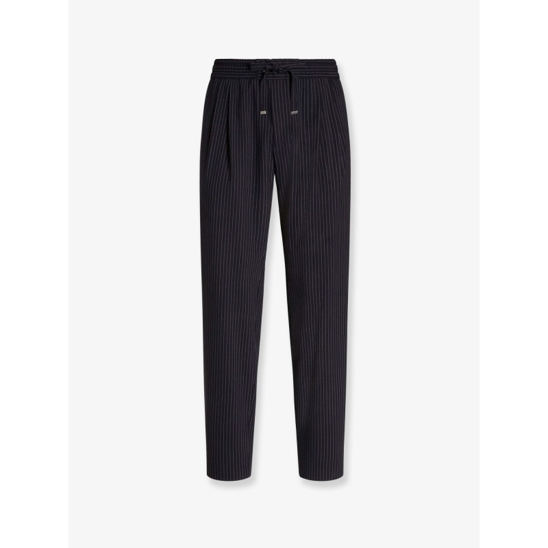 Pinstriped wool jogging trousers