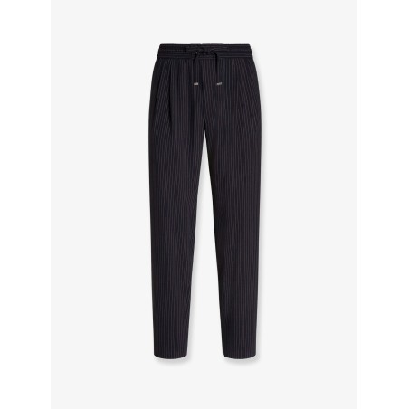 Pinstriped wool jogging trousers