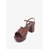 Leather heeled sandals with engraved logo on the side