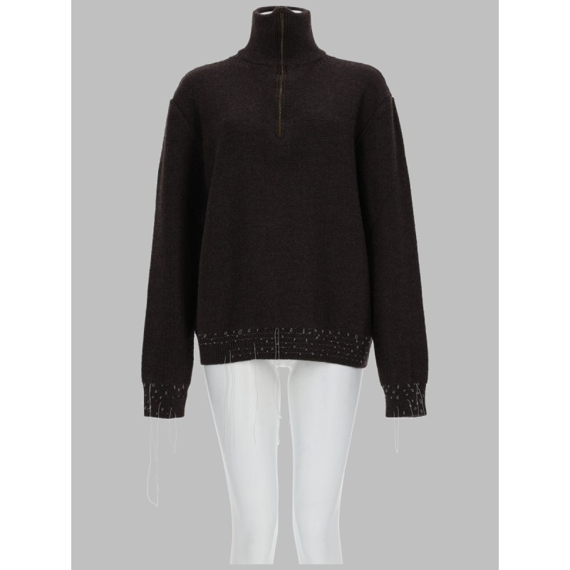 MAGLIA IN LANA CON ZIP A UN QUARTO