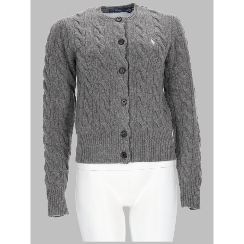 CARDIGAN A TRECCE CON LOGO