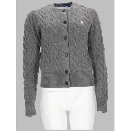 CARDIGAN A TRECCE CON LOGO