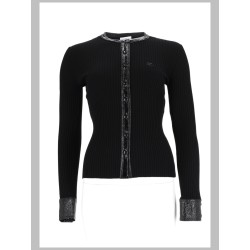 CARDIGAN A COSTE CON DETTAGLI IN VINILE