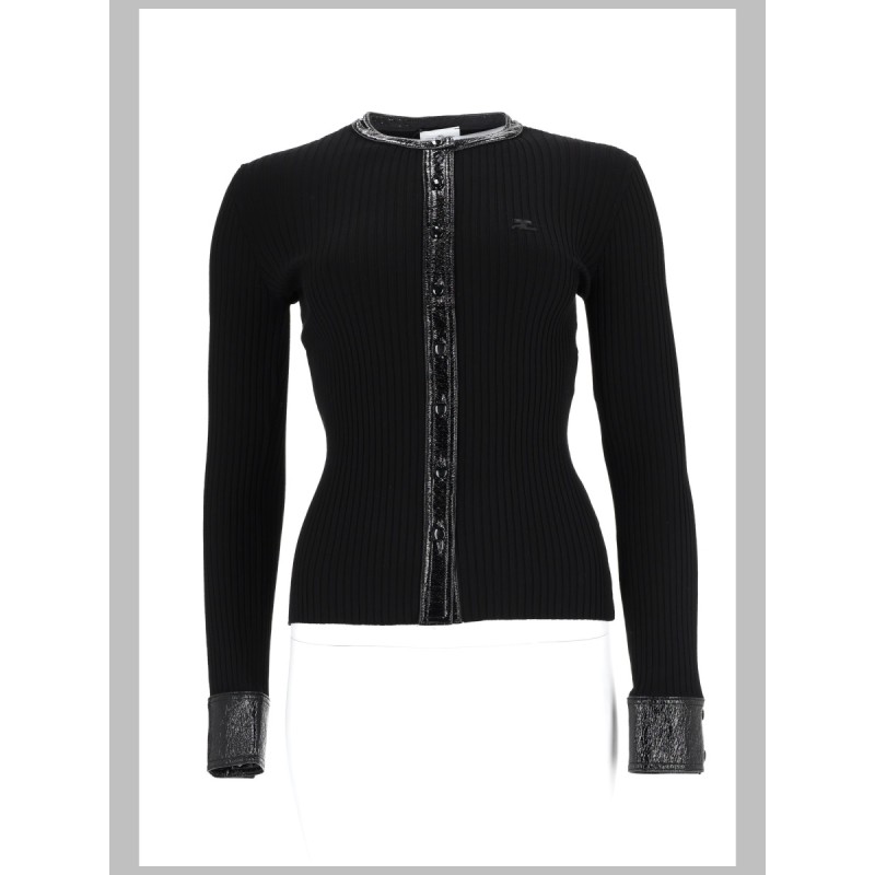 CARDIGAN A COSTE CON DETTAGLI IN VINILE